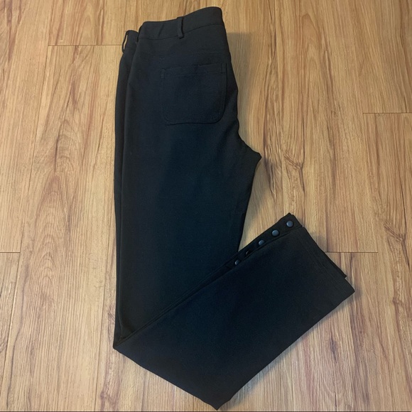 INC Black Straight Leg Pants w/ Snap Ankle Detail - Picture 1 of 9